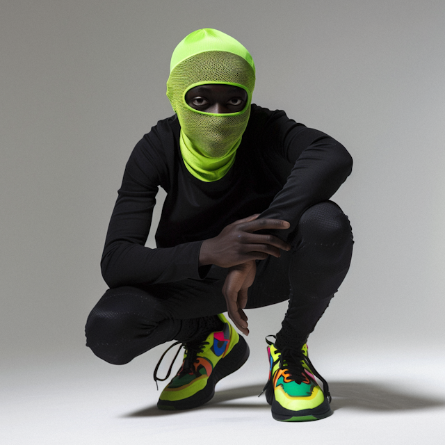 Person in Neon Green Balaclava