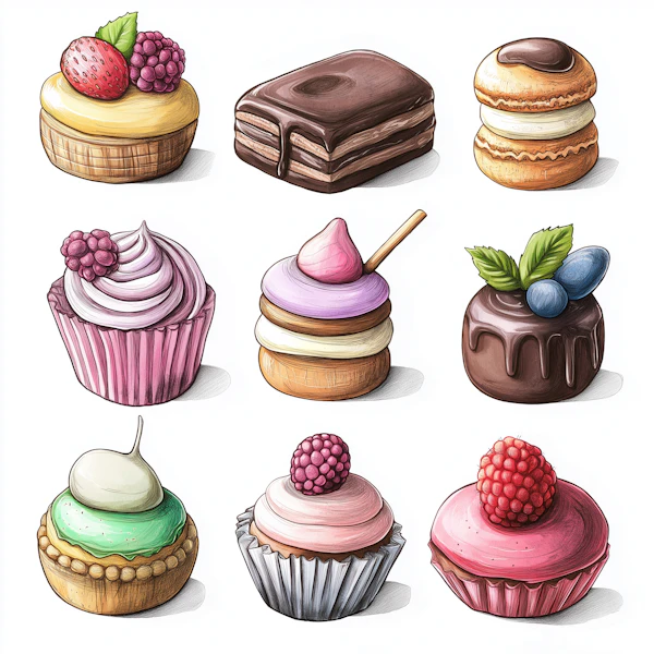 Dessert Illustration Grid