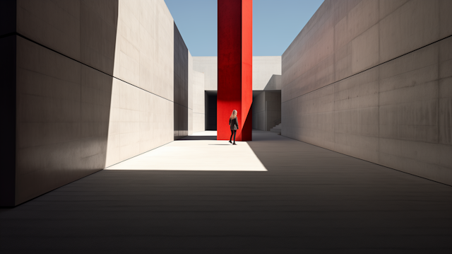 Solitary Figure Amidst Striking Architecture