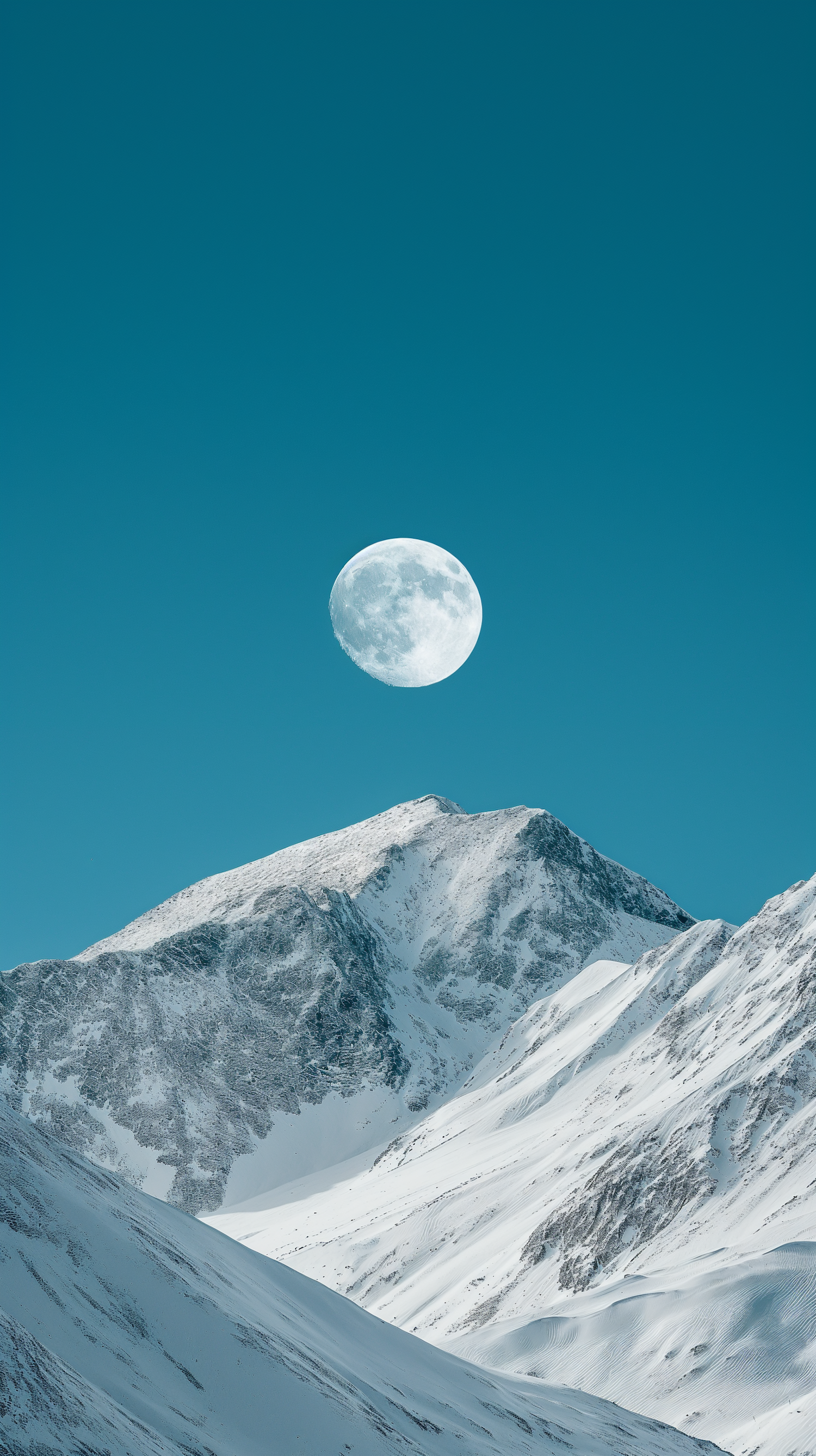 Lunar Majesty Over Snowy Summit