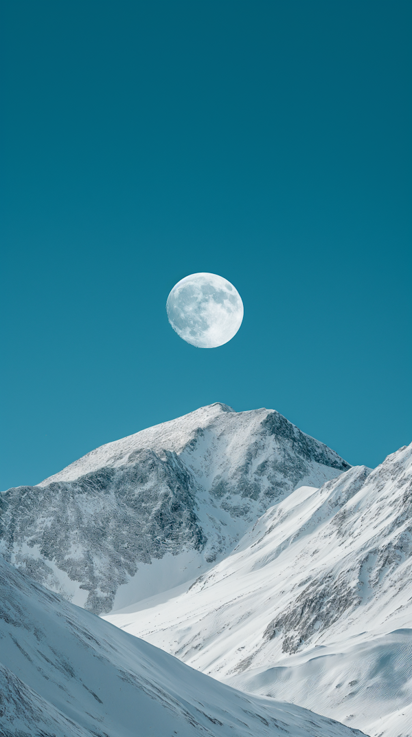 Lunar Majesty Over Snowy Summit