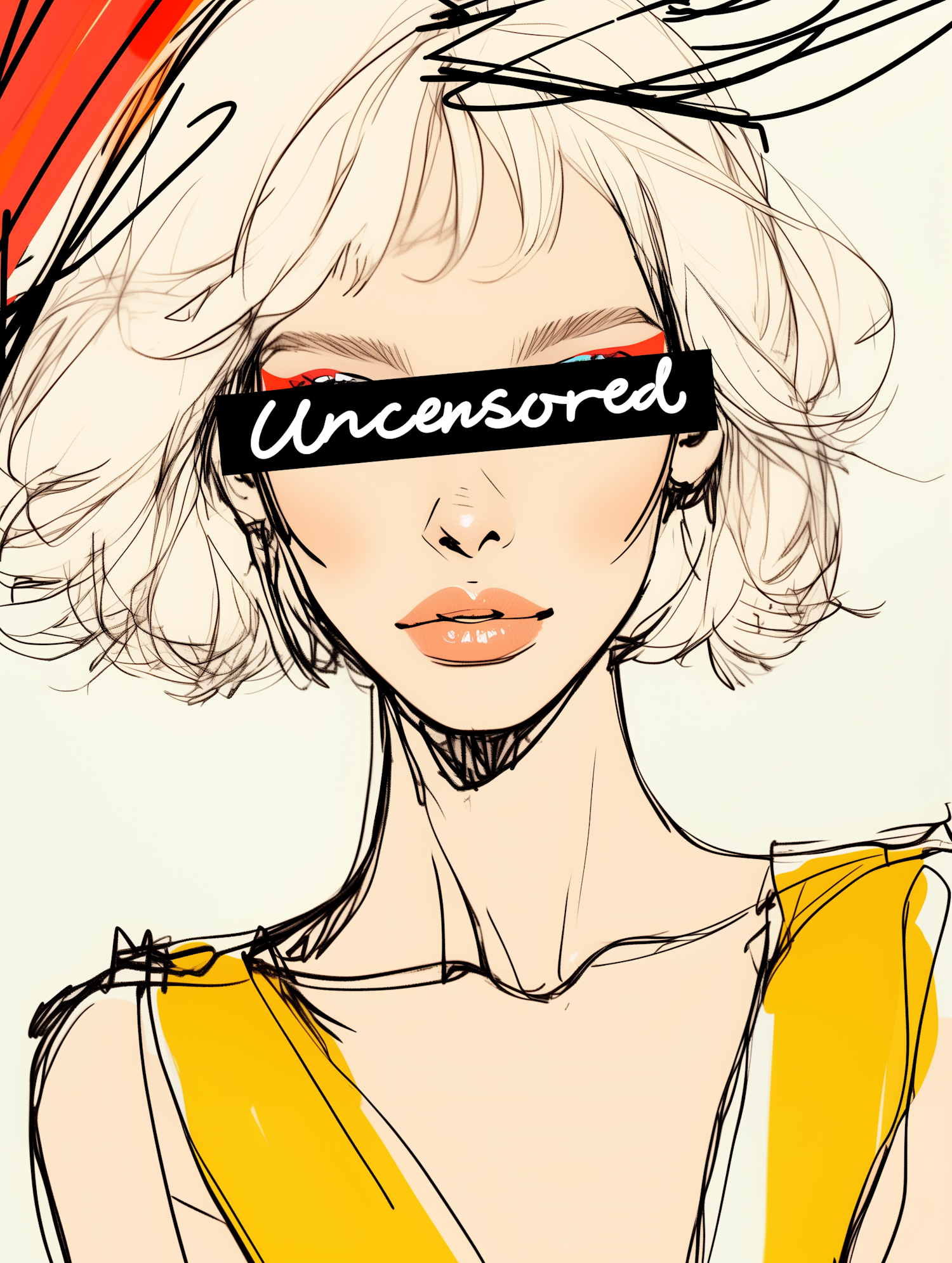 Stylized Illustration of Person with Uncensored Bar