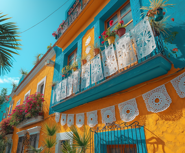 Vivid Street Scene with Colorful Buildings