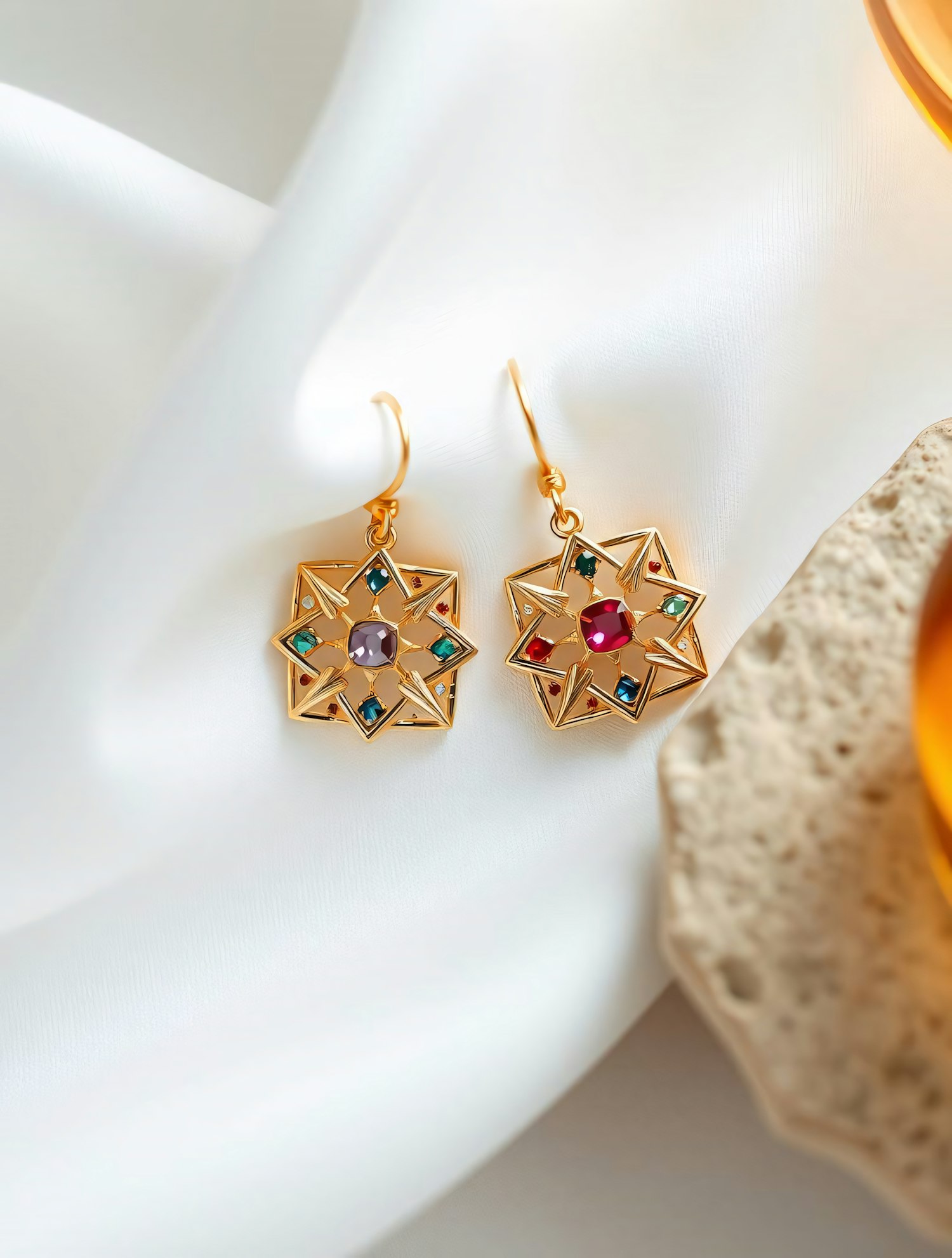 Elegant Star-Shaped Gemstone Earrings