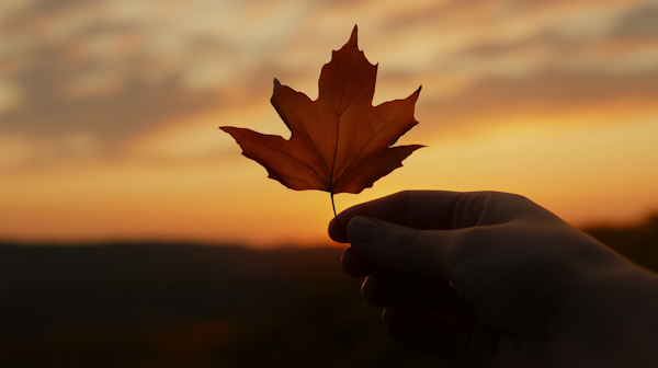 Maple Leaf at Sunset