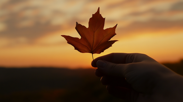 Maple Leaf at Sunset