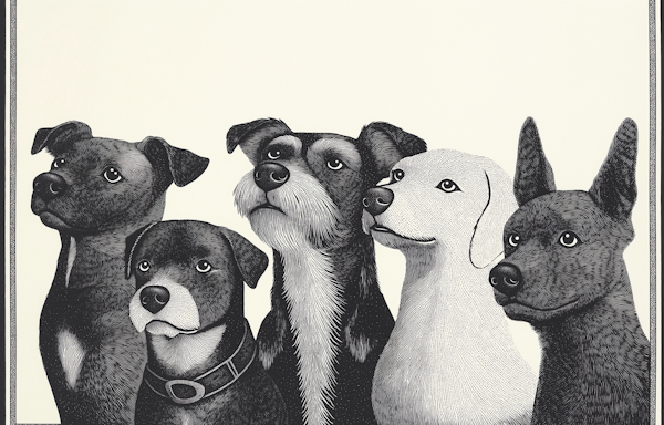 Black and White Illustrated Dogs