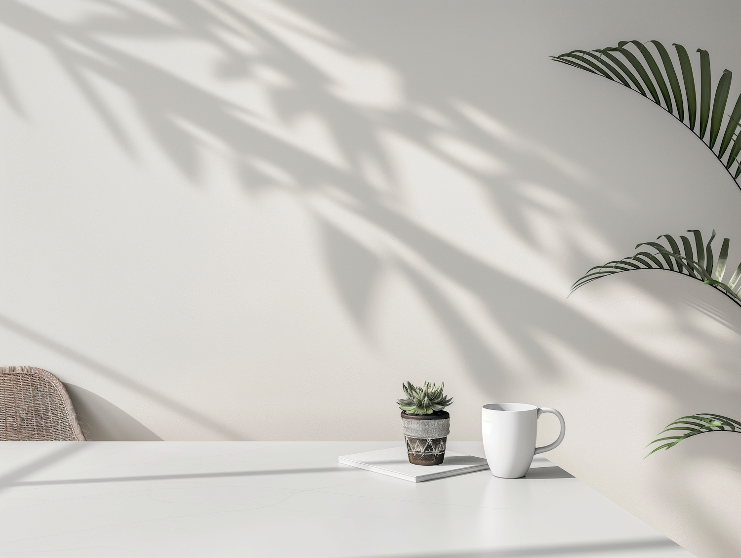 Serene Indoor Scene with Shadows and Plant