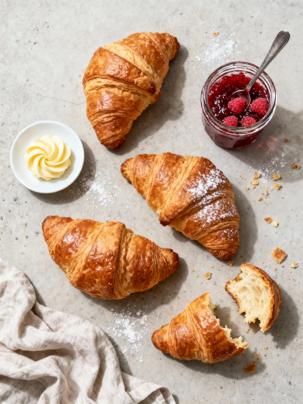 Rustic Croissant Scene
