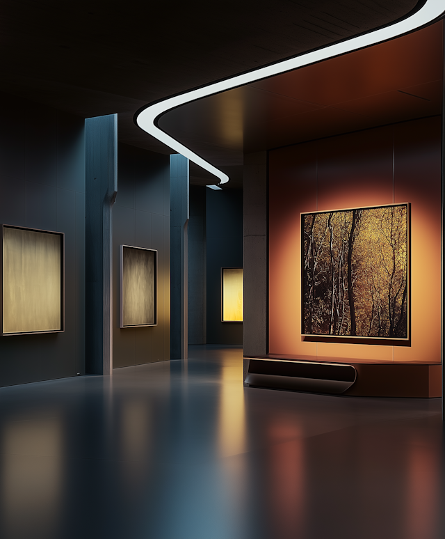 Modern Art Gallery with Abstract Artworks