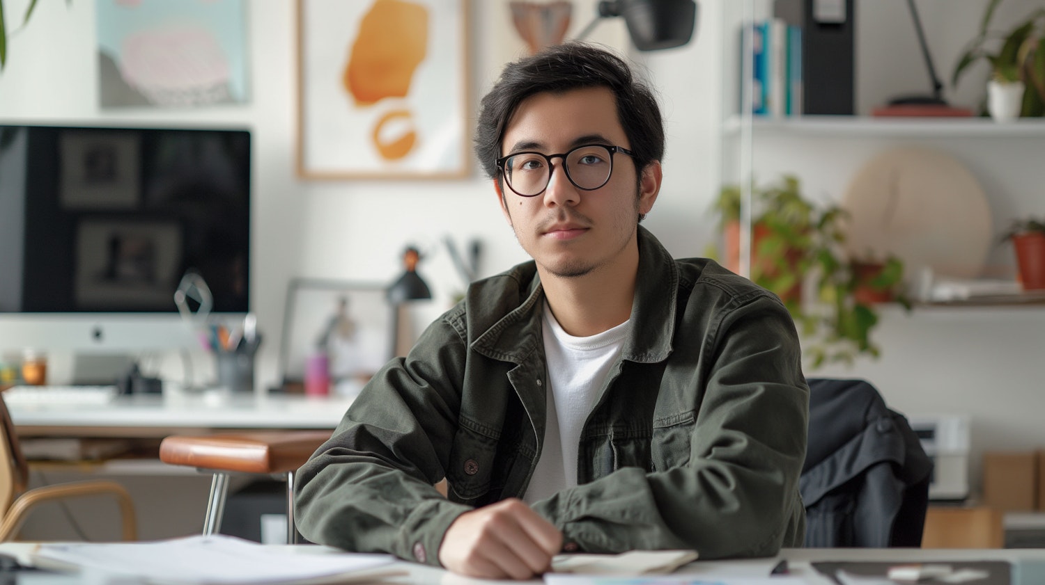 East Asian Male Professional at Creative Workspace