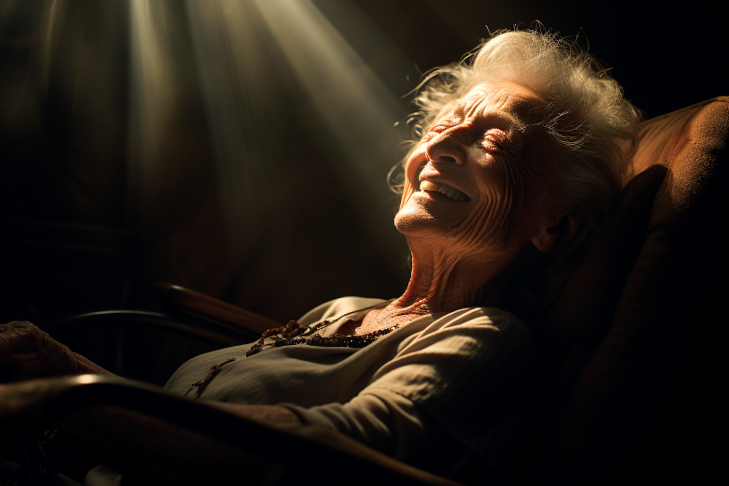 Elderly Joy: A Portrait of Laughter and Light