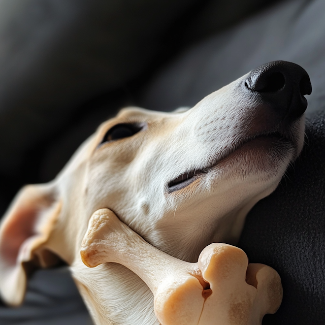 Dog with Chew Toy