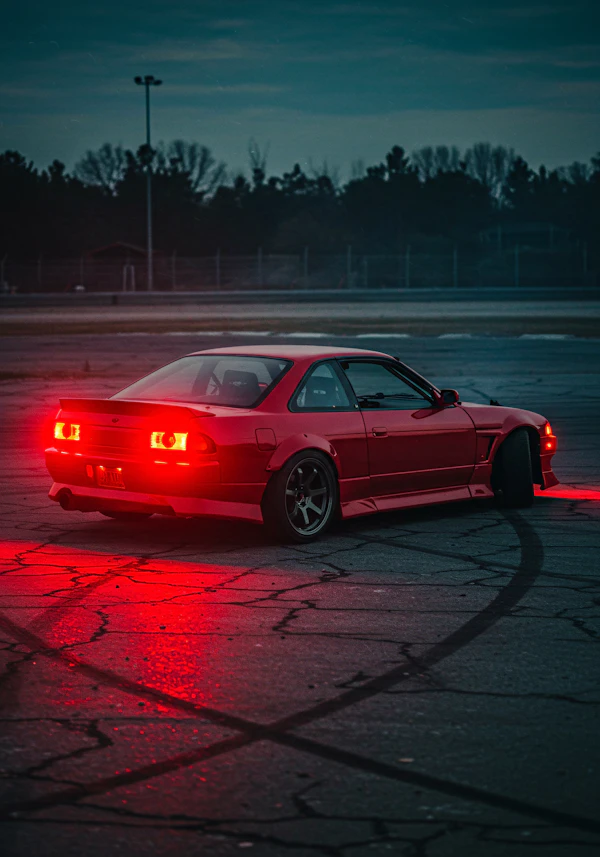Red Sports Car at Dusk