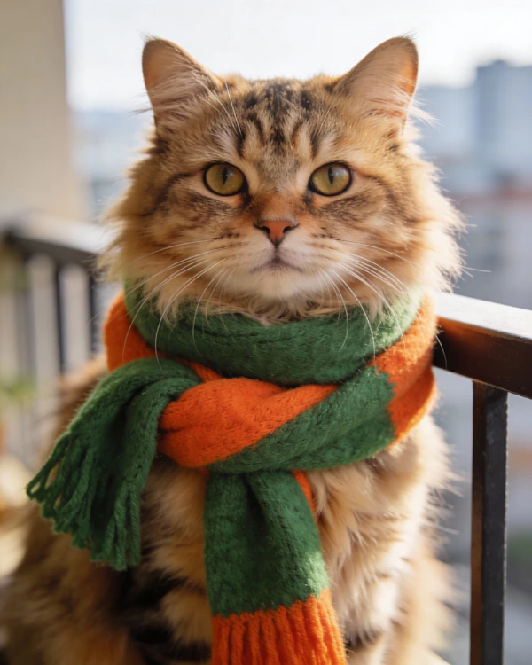 Tabby Cat in Scarf
