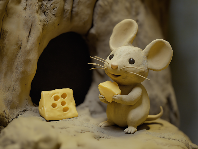 Anthropomorphic Mouse with Cheese