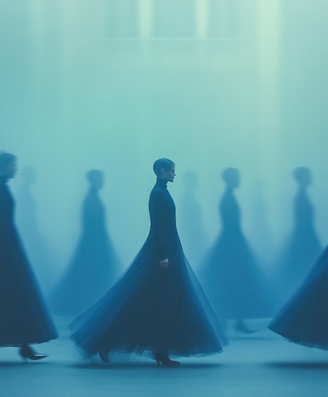 Ethereal Figures in Blue