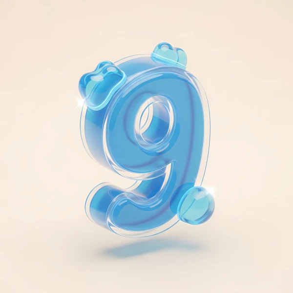Glossy Blue Number 9
