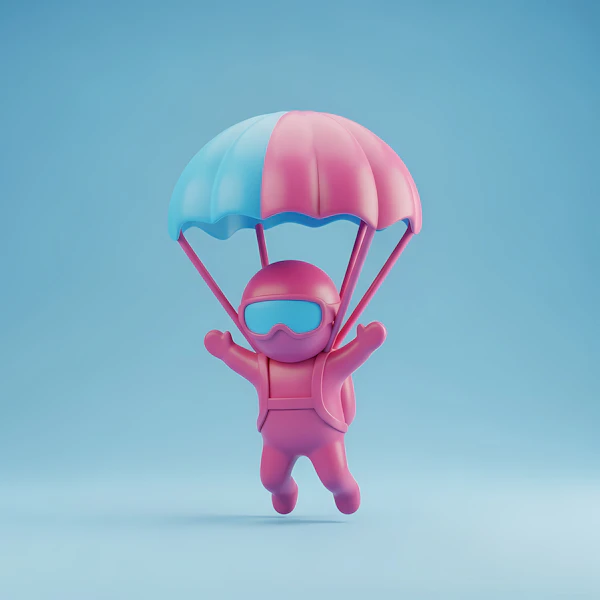 Stylized Parachuting Character