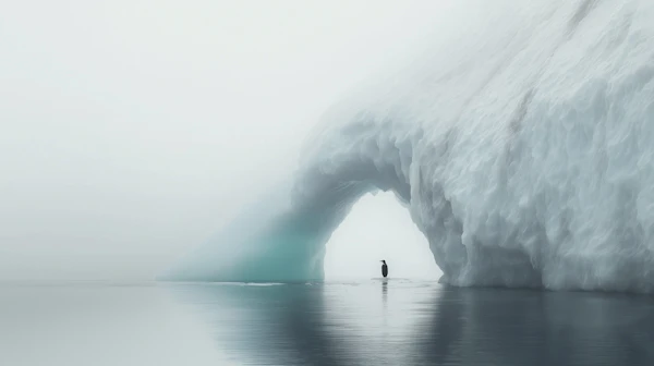 Penguin and Iceberg Scene