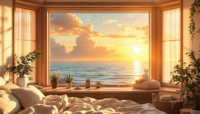 Serene Bedroom with Ocean View