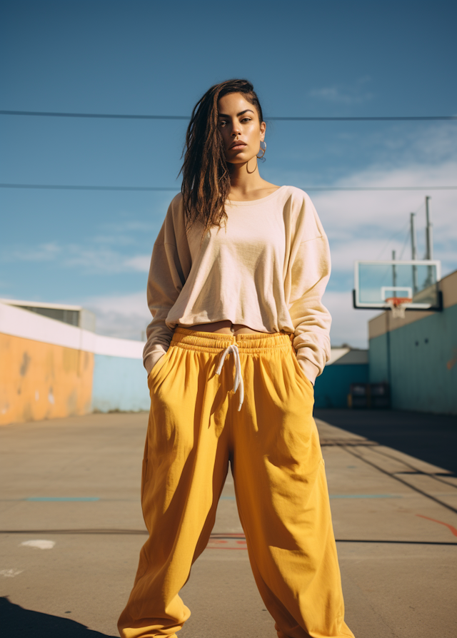 Urban Confidence: Casual Poise in Pink and Yellow