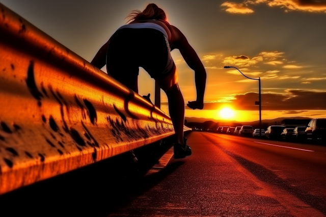 Determined Sunset Runner