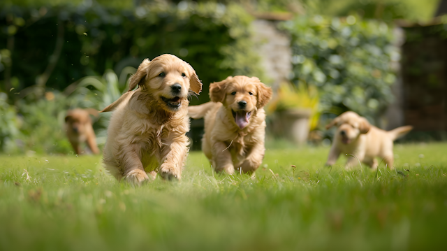 Playful Golden Retriever Puppies