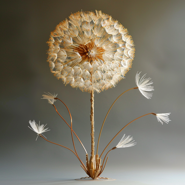 Metallic Dandelion Sculpture