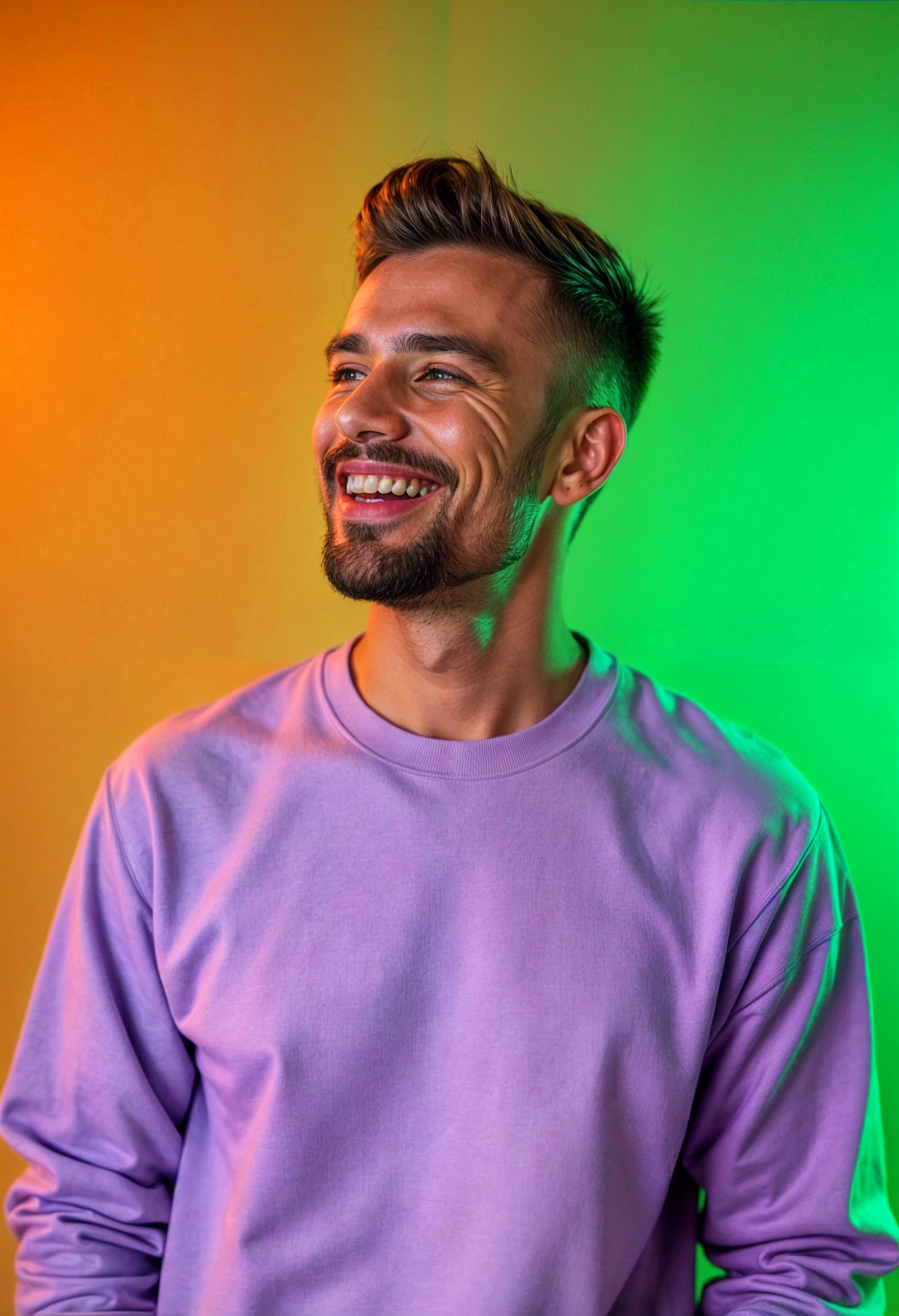 Cheerful Man with Colorful Background