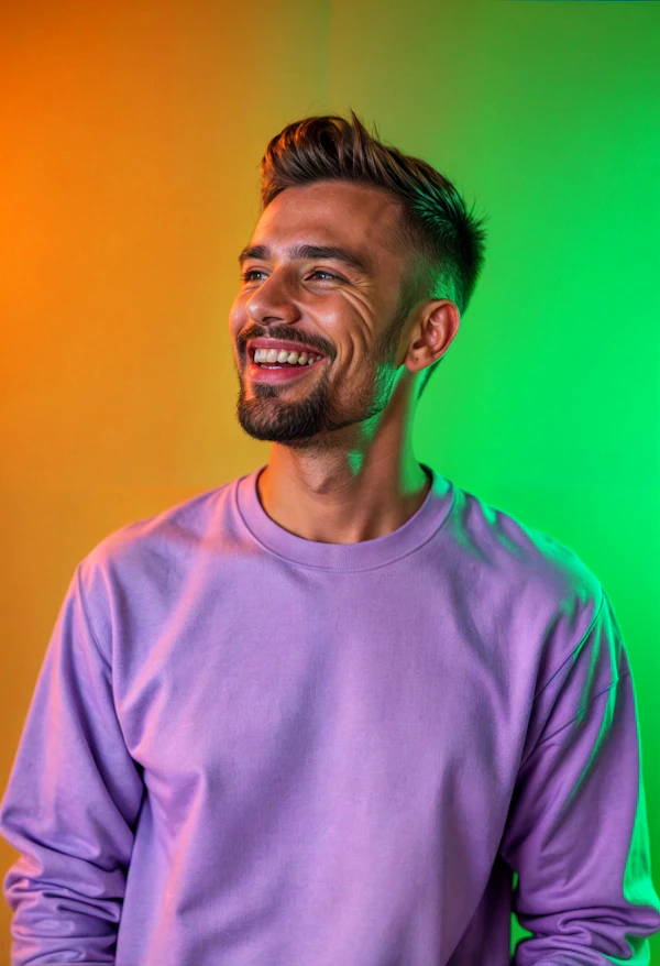 Cheerful Man with Colorful Background