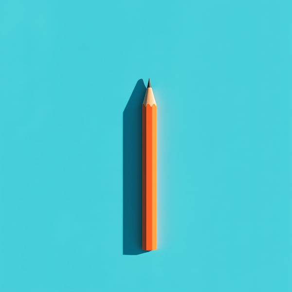 Oversized Orange Pencil on Teal Background