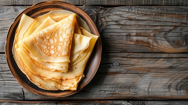 Close-up of Golden-Brown Crepes