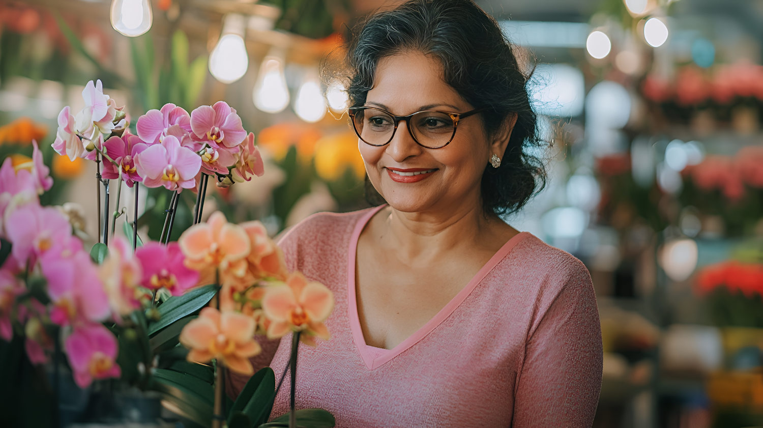 Woman Enjoying Flowers