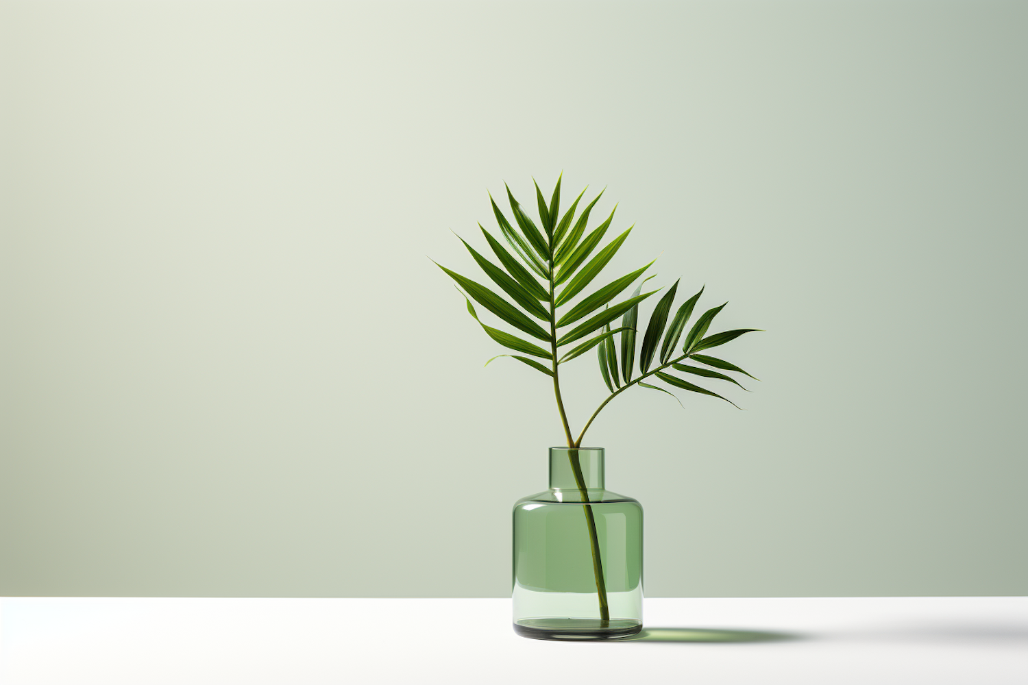 Tranquil Verdure: Minimalist Green Vase with Plant