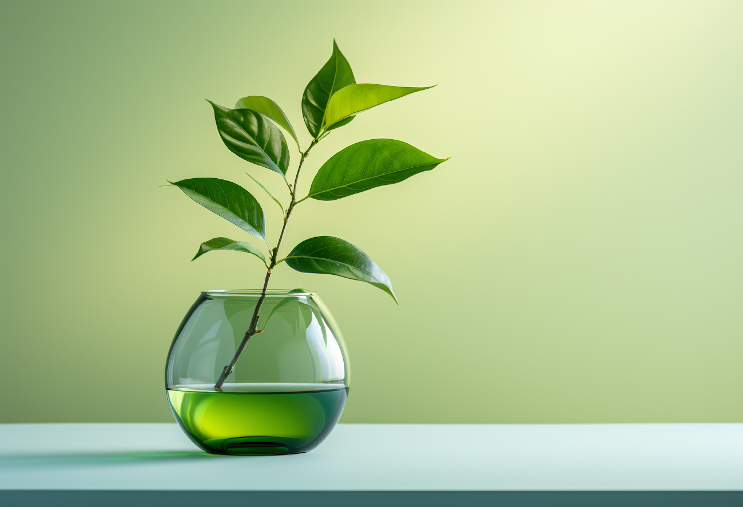 Serene Green Sprout in Glass Vase