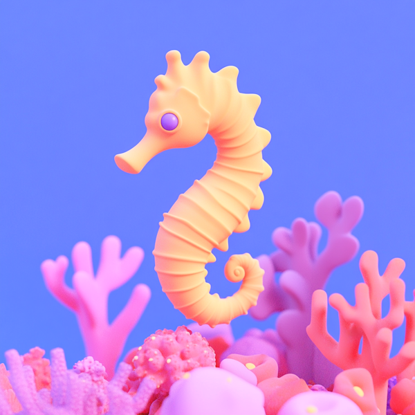 Stylized 3D-Rendered Seahorse