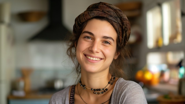 Warm Smile in Kitchen