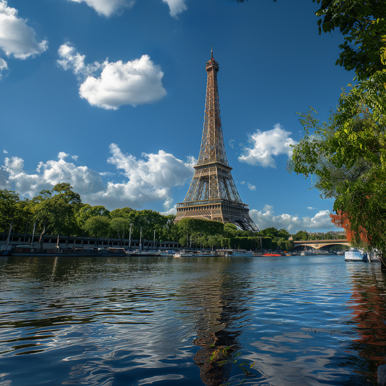 Majestic Eiffel Tower against Blue Sky