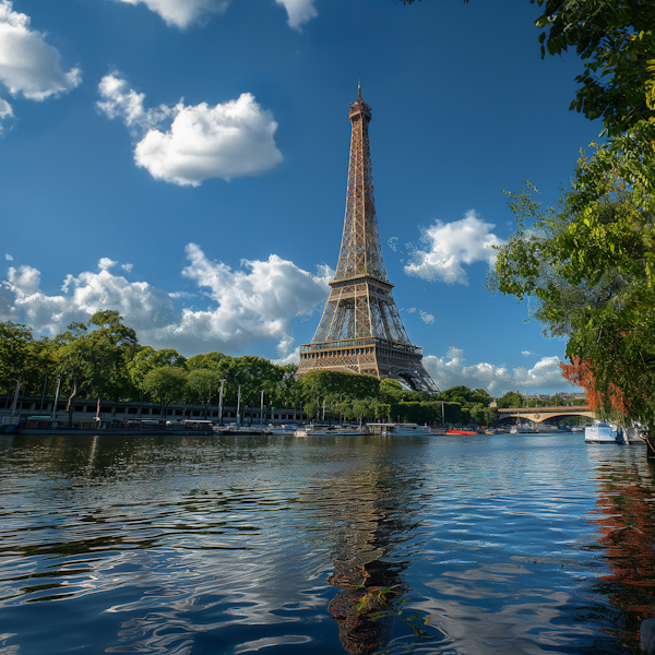 Majestic Eiffel Tower against Blue Sky