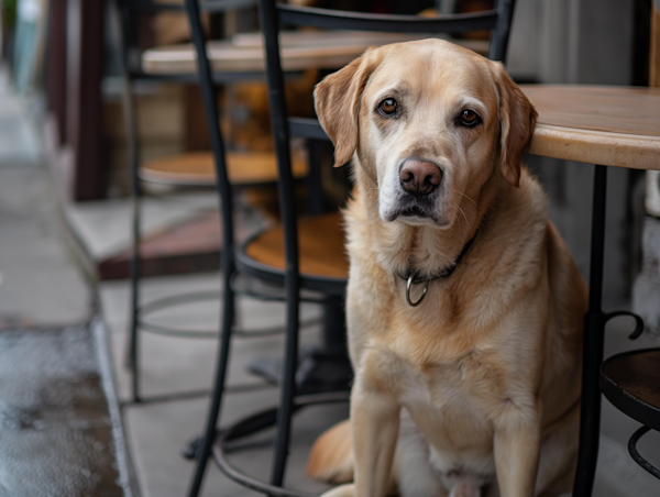 Attentive Labrador at Café