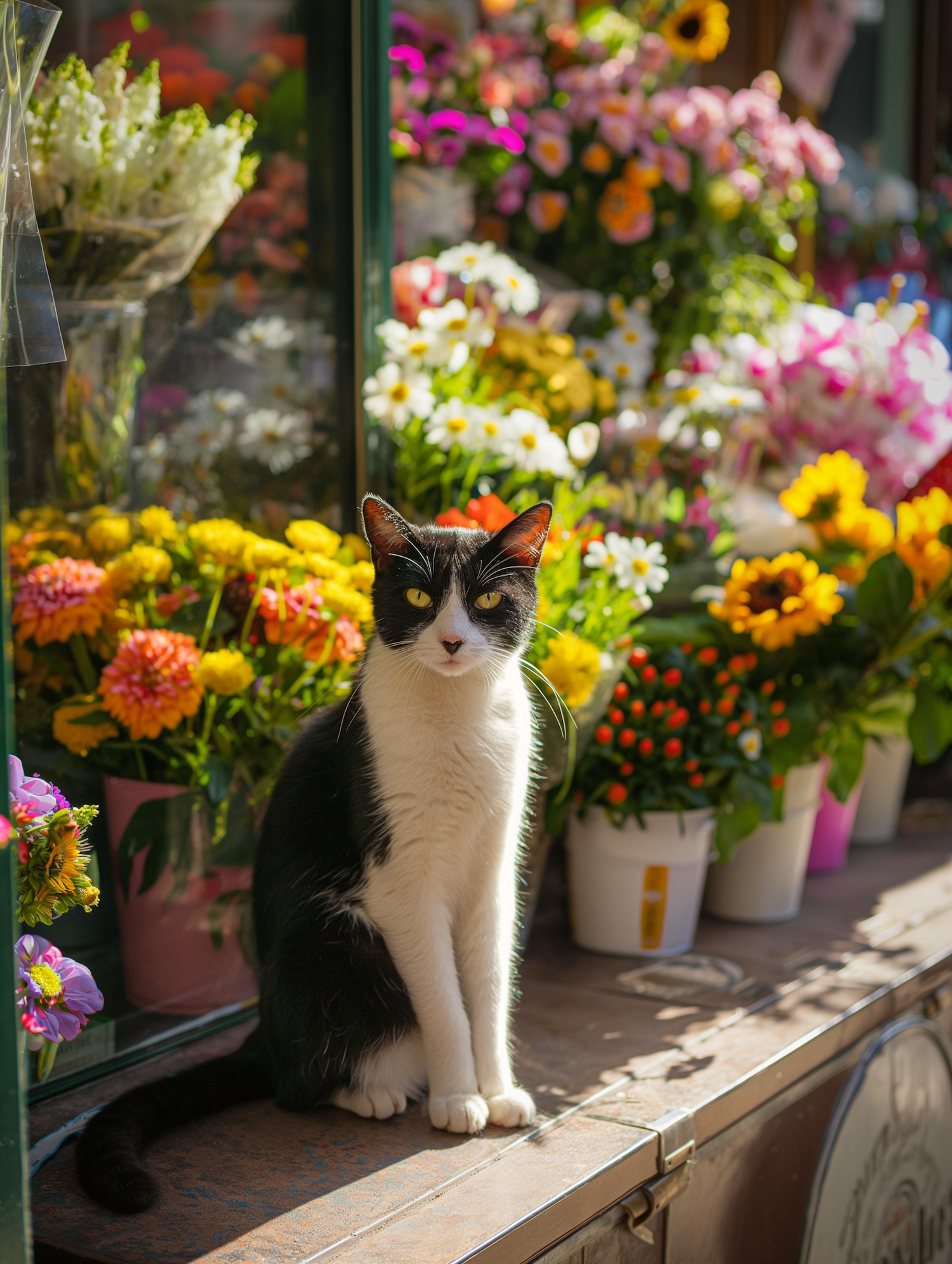 Cat at the Flower Shop