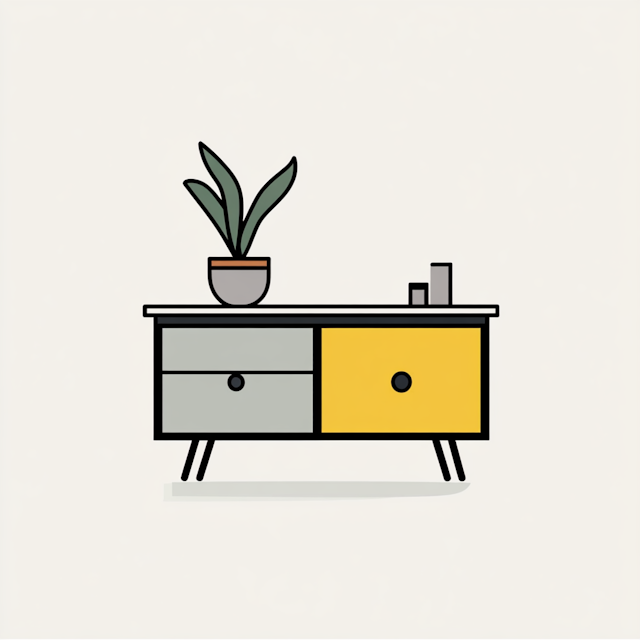 Mid-Century Modern Sideboard Illustration