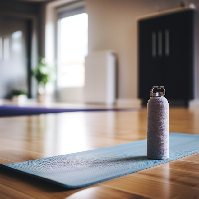 Serene Home Exercise Nook with Hydration Focus