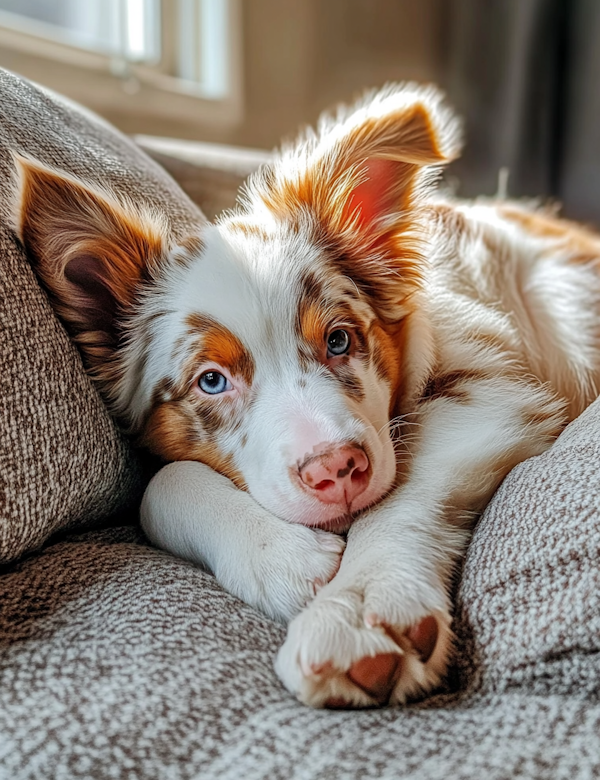 Australian Shepherd on Couch