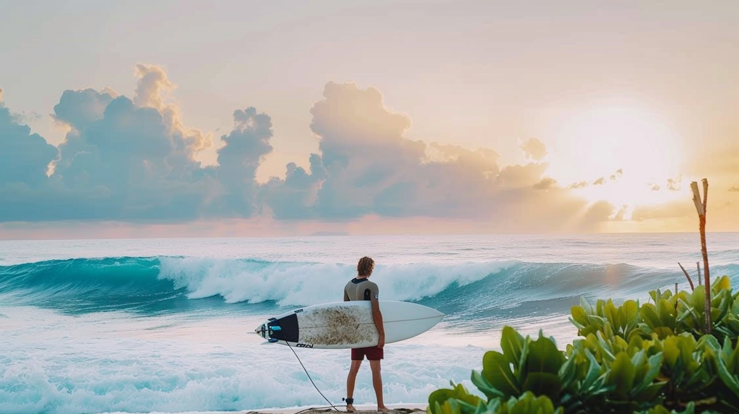 Lone Surfer at Sunset