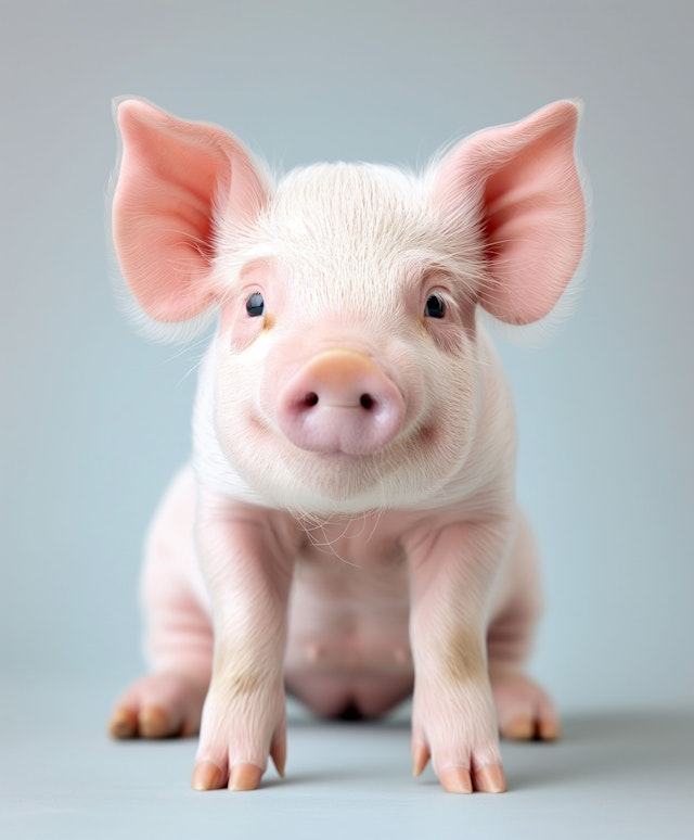 Close-Up Portrait of a Young Pig