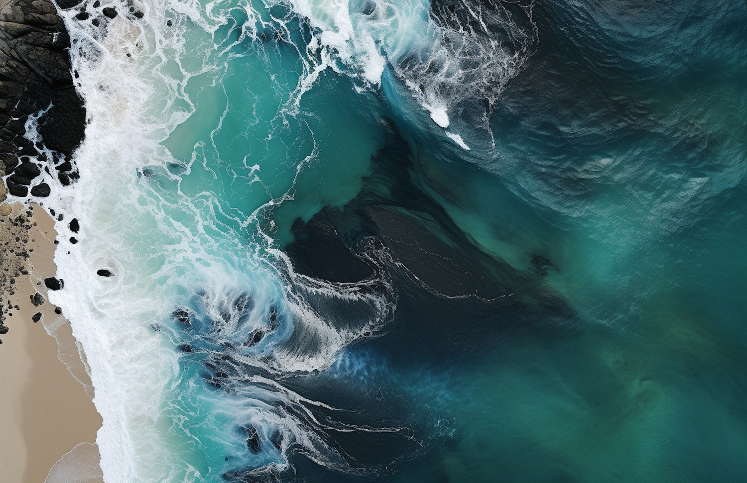 Ocean's Embrace: Aerial Ballet of Waves and Shoreline