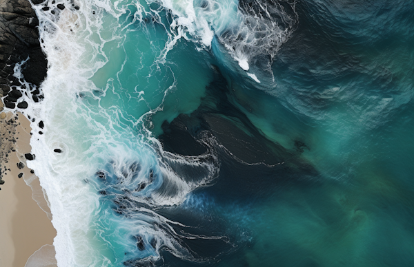 Ocean's Embrace: Aerial Ballet of Waves and Shoreline