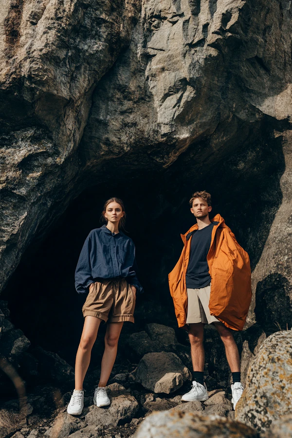Adventurous Duo in Rocky Setting